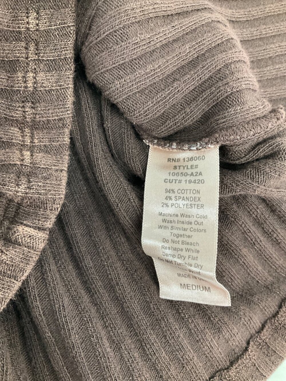 Project Social T size Medium NEW What's The Scoop Washed Rib Long Sleeve Brown - Picture 6 of 7